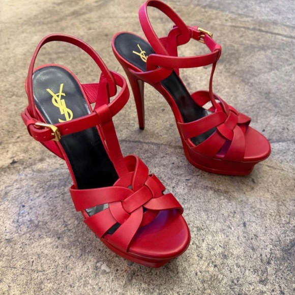 Saint Laurent Bold Red Platform Heels - Picture 1 of 5